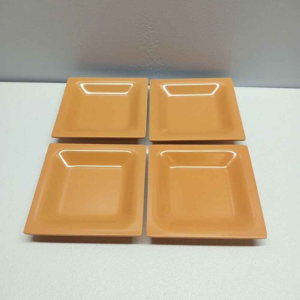 Target Home Everyday Melamine Square Plates Set 4 Orange 4.75" Appetizer Dessert